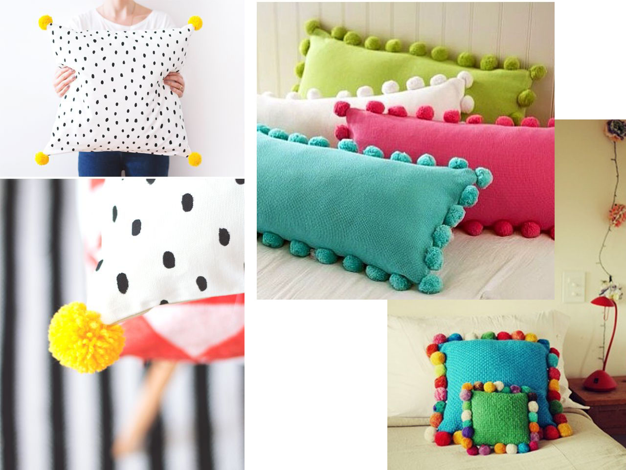 Como Hacer Almohadones Con Pompones De Lana Almohadón Redondo Pom