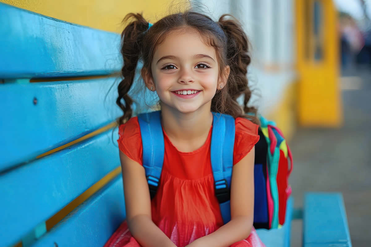 niña con mochila